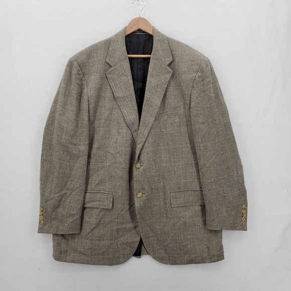 Polo Ralph Lauren Blazer Mens 48R Herringbone Silk Flax Wool Blend Italian VTG